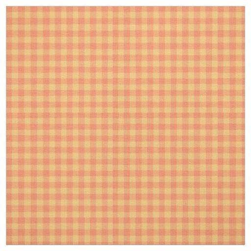 Bright Orange Yellow Check Gingham Pattern Fabric