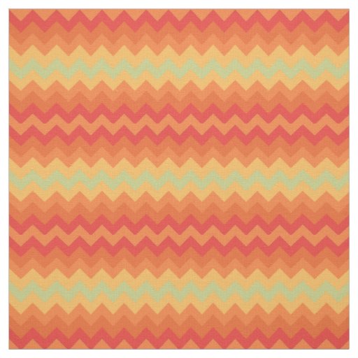 Bright Orange Yellow Green Chevron Pattern Fabric