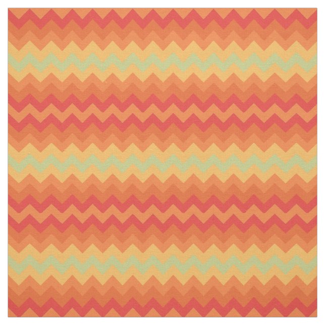 Bright Orange Yellow Green Chevron Pattern Fabric (Swatch)