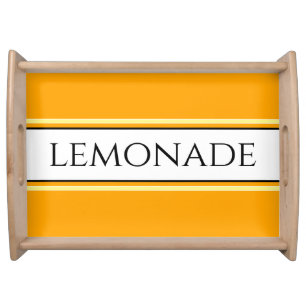 Bright Orange Yellow White "LEMONADE" Stripes Serving Tray