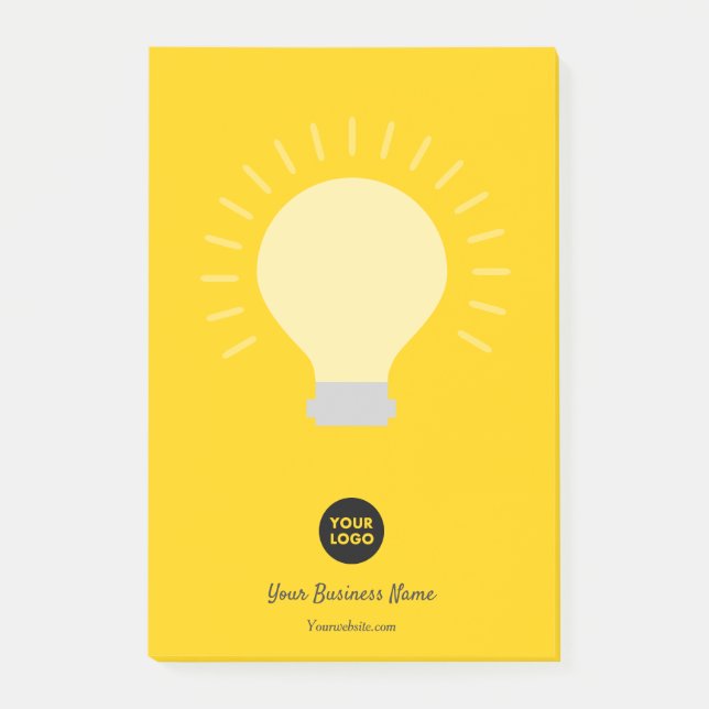 Bright Orange Your Logo Light Bulb Post-it Notes (Front)