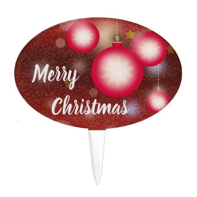 Bright Ornament Christmas Oval Cakepick (Front)