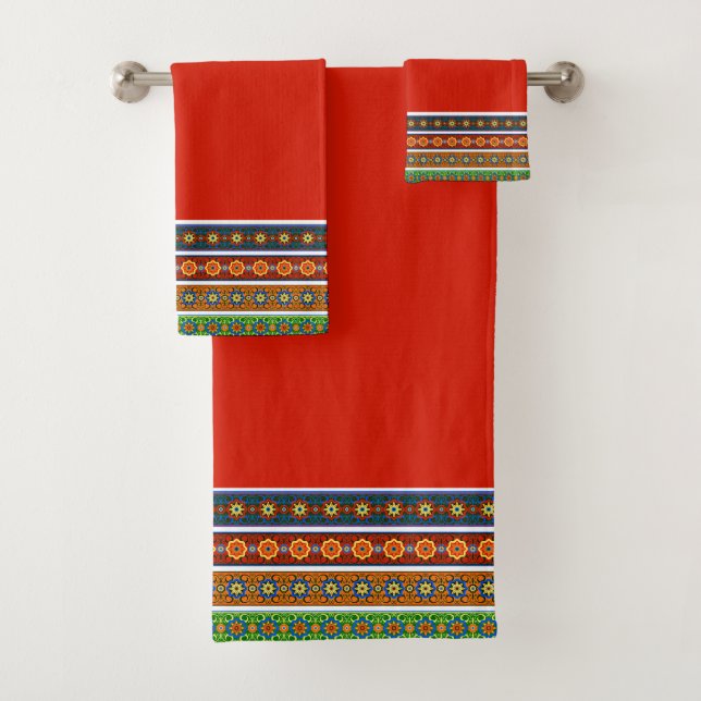 Bright ornamental design bath towel set (Insitu)