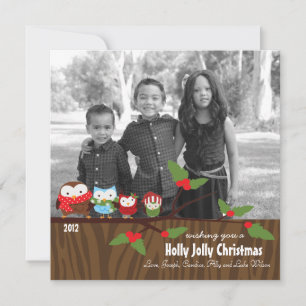 Bright Owl Christmas Holiday Cards Custom