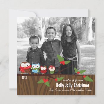 Bright Owl Christmas Holiday Cards Custom by seasidepapercompany at Zazzle