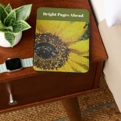 Bright Pages Ahead Yellow Sunflower Mosaic Kindle Cover