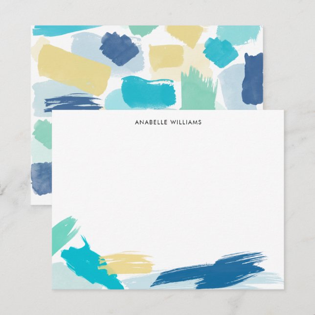 Bright Paint Brush Strokes Custom Thank You Cards (Front/Back)