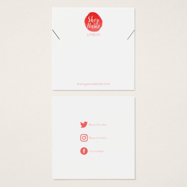 Bright paint splash, square bracelet display card (Front & Back)