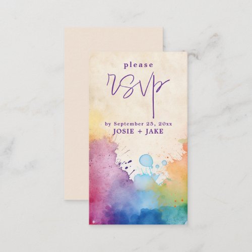 Bright paint splashes RSVP Enclosure Card