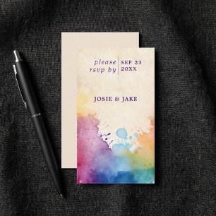Bright paint splashes RSVP Enclosure Card