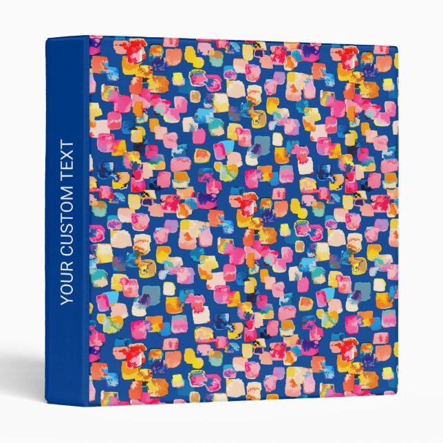 Bright Painted Abstract Square Pattern 3 Ring Binder (Front/Spine)