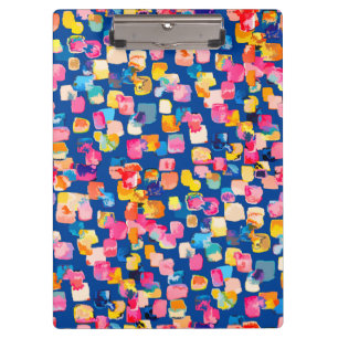 Bright Painted Abstract Square Pattern Clipboard