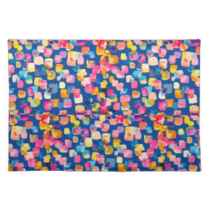 Bright Painted Abstract Square Pattern Cloth Placemat