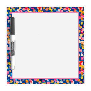 Bright Painted Abstract Square Pattern Dry Erase Board