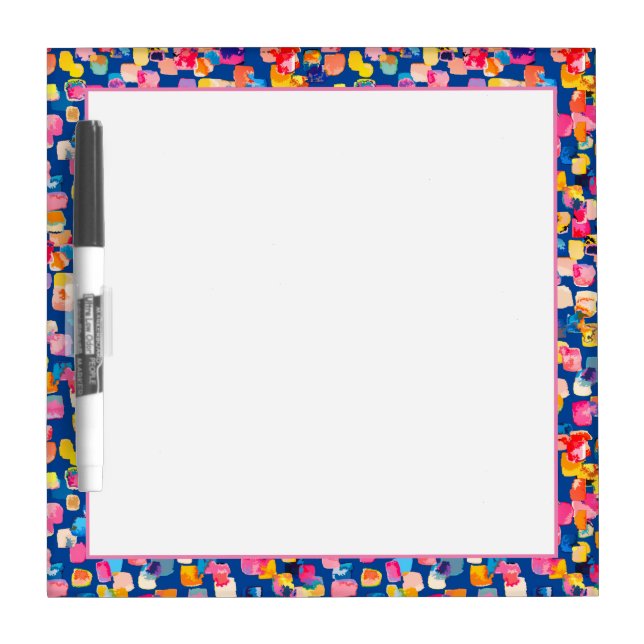 Bright Painted Abstract Square Pattern Dry Erase Board (Front)