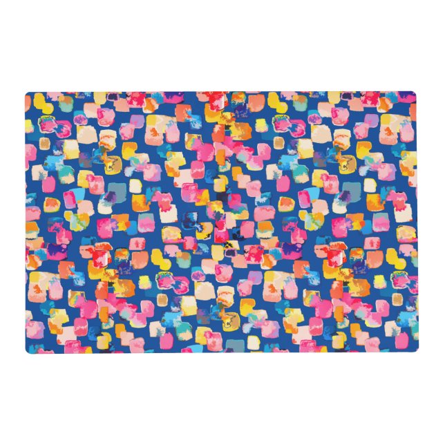 Bright Painted Abstract Square Pattern Placemat (Front)