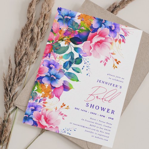 Bright Painted Garden Floral Bridal Shower  Invitation