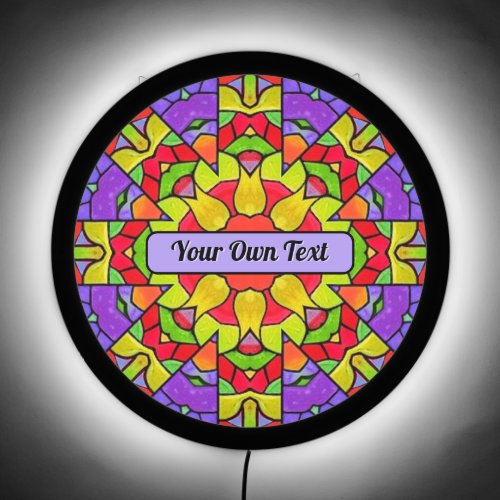 Bright Painted Glass Look _ Stained Window text LED Sign