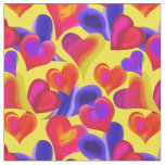 Bright Painted Hearts on Yellow | Valentine&#39;s Day Fabric