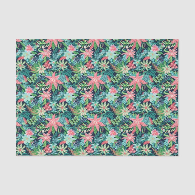 Bright Palm Beach Christmas Floral Poinsettia Tissue Paper (Front)