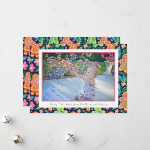 Bright Palm Beach Christmas Gingerbread Photo Holiday Card