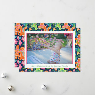 Bright Palm Beach Christmas Gingerbread Photo Holiday Card