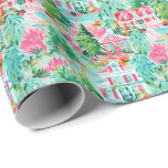 Bright Palm Beach Christmas Houses Watercolor  Wrapping Paper<br><div class="desc">PreppyPrint.com - Celebrate Christmas in Palm Beach style! Transfer this design onto the products of your choice too! Please visit my designer store,  PreppyPrint.com,  for coordinating items.</div>