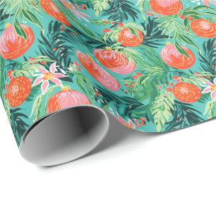Bright Palm Beach Christmas Ornament Watercolor  Wrapping Paper