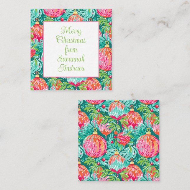 Bright Palm Beach Christmas Ornaments Enclosure Note Card (Front/Back)