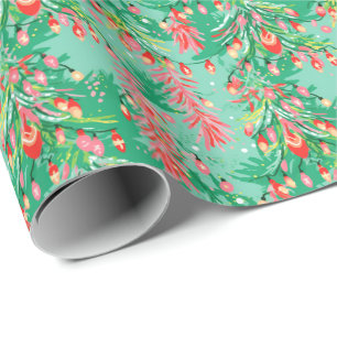 Bright Palm Beach Christmas Trees and Ornaments Wrapping Paper