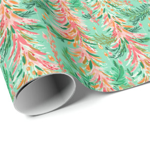 Bright Palm Beach Christmas Trees Watercolor Wrapping Paper