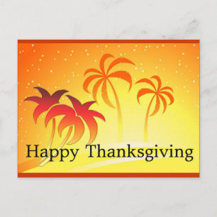 Bright Palm Trees Happy Thanksgiving Postcard