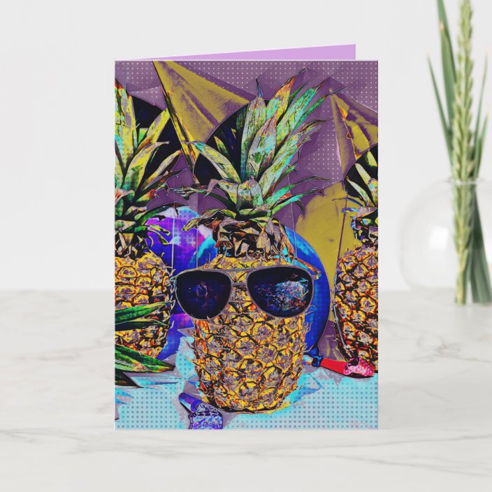Bright Party Pineapple Happy Birthday Card | Zazzle.com