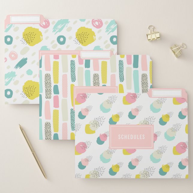 Bright Pastel Abstract Pattern Custom File Folders (Set)