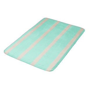 Bright pastel blue and gray striped lines bath mat
