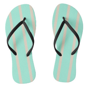 Bright pastel blue and gray striped lines flip flops