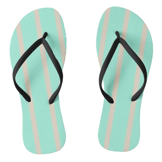 Bright pastel blue and gray striped lines flip flops (Footbed)