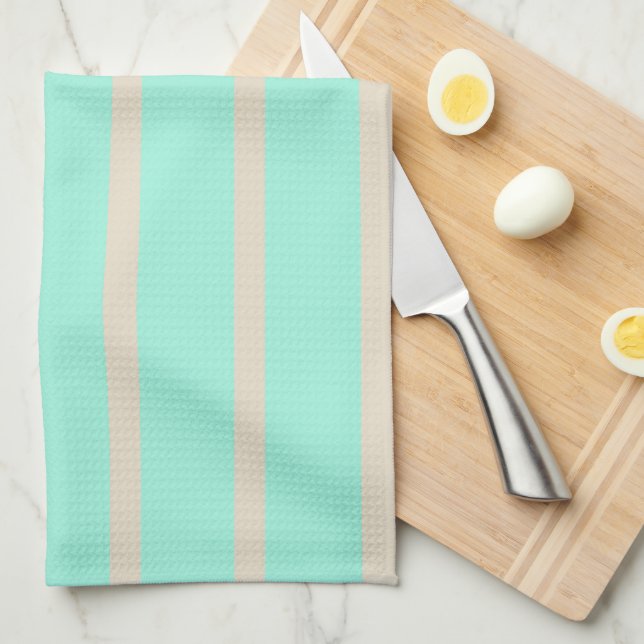 Bright pastel blue and gray striped lines kitchen towel (Quarter Fold)