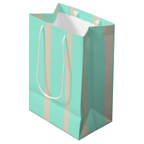 Bright pastel blue and gray striped lines medium gift bag