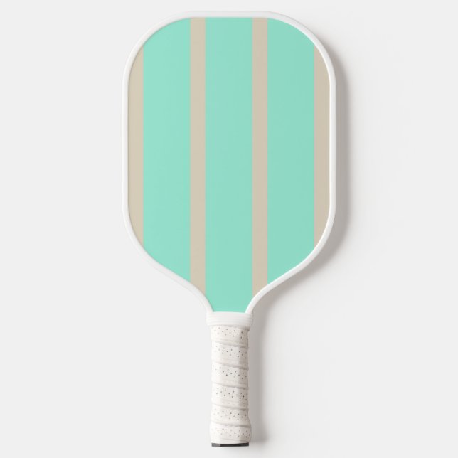 Bright pastel blue and gray striped lines pickleball paddle (Front)