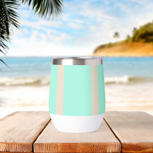 Bright pastel blue and gray striped lines thermal wine tumbler