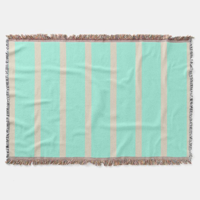 Bright pastel blue and gray striped lines throw blanket (Front)