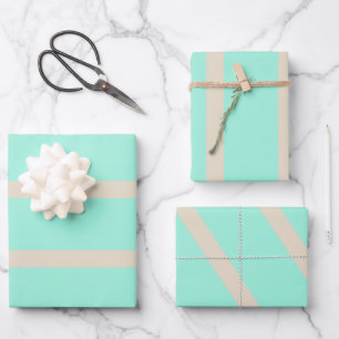 Bright pastel blue and gray striped lines wrapping paper sheets