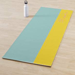 Bright Pastel Color Block Aqua Yellow Personalized Yoga Mat