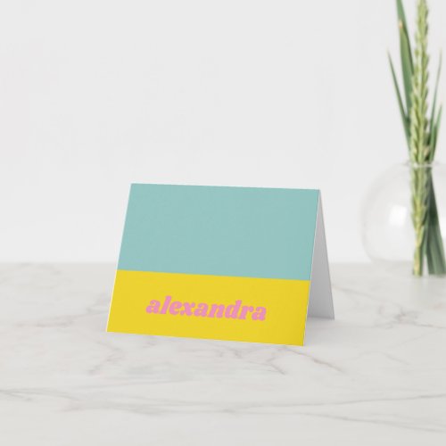 Bright Pastel Color Block Personalized Note Card