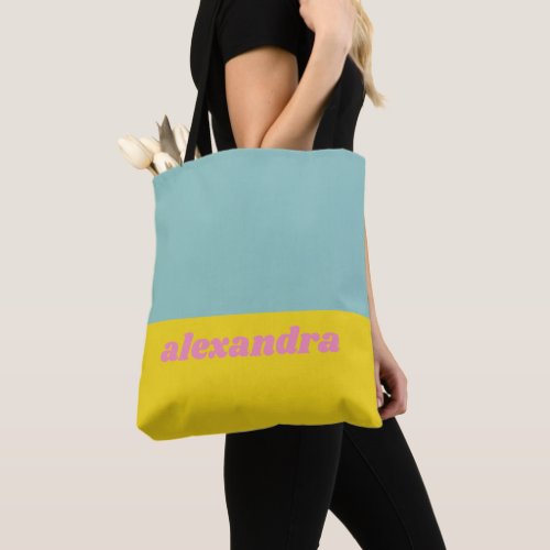 Bright Pastel Color Block Personalized Tote Bag