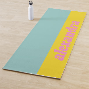 Bright Pastel Color Block Personalized Yoga Mat