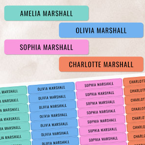 Bright Pastel Color Coded Girls Waterproof Name Labels