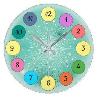 Bright Pastel Colored Circles Large Clock