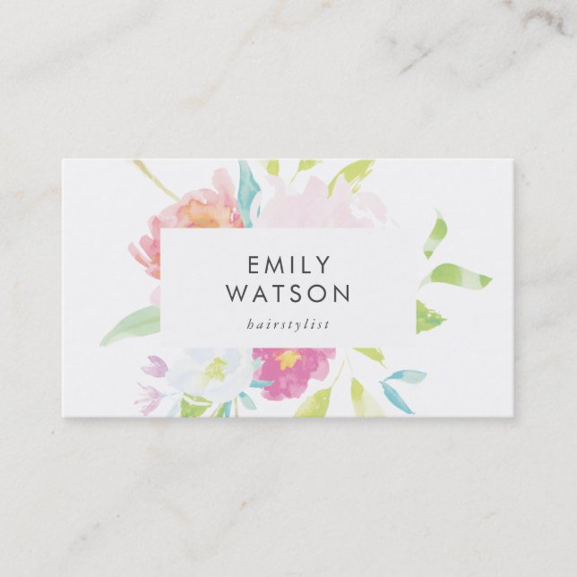Bright Pastel Floral Business Card (Front)